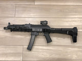 Black TOIM customizable quick adjust two point sling with laser engraved text on pull tab attached to a palmetto state armory ak-v
