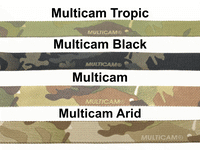 Examples of the four different multicam patterns we offer for our TOIM customizable quick adjust two point slings. Multicam, multicam tropic, multicam arid and multicam black.