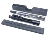 Case for CMMG .22 LR conversion kit bolt open with CMMG and regular AR-15 bolt carrier group next to it